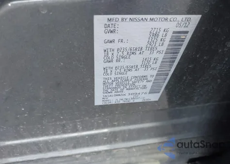 2013 Infiniti Jx35 z USA, uszkodzony, nr VIN 5N1AL0MM2DC309476